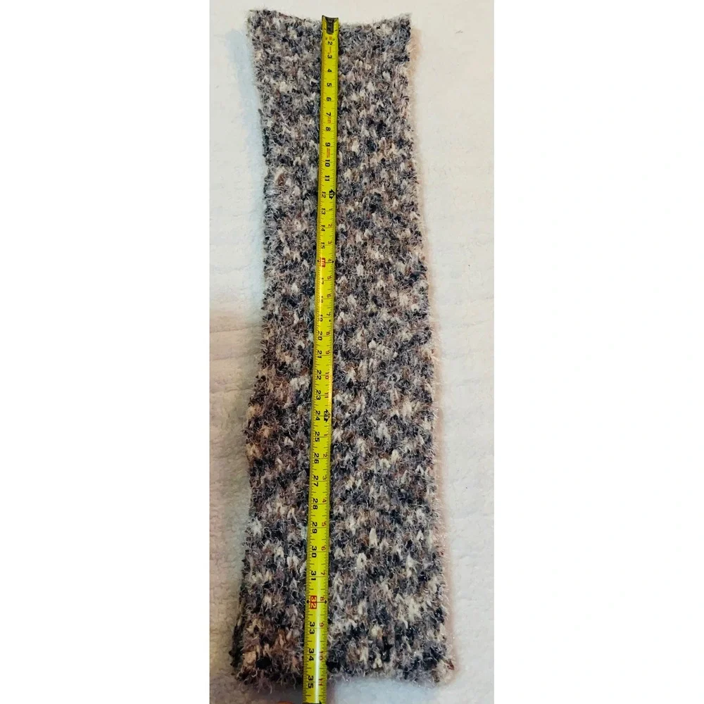 Steve Madden Womens Eyelash Knit Infinity Scarf Grey Brown Marled Fuzzy Loop